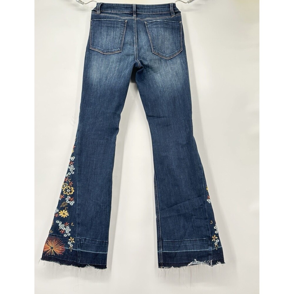ASHLEY MASON PREMIUM Womens Blue Embroidered Flare Jeans Size 5/27 - Picture 2 of 13